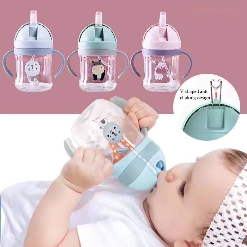 Zwitsal Baby Products - ダブルハンドルストローマグ子供用ウォーターボトルボトル写真撮影アクセサリー幼稚園漏れ防止ドリンクカップ