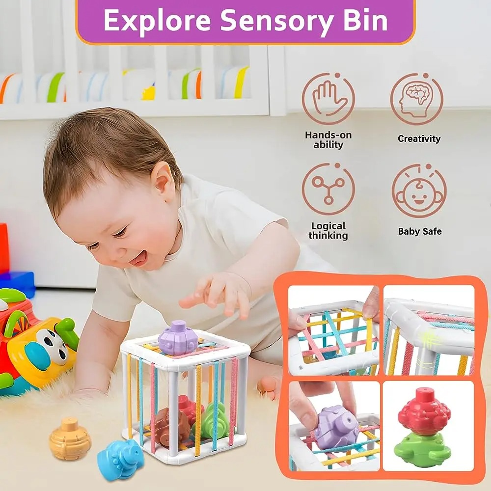 虹色のモンテッソーリ形状選別キューブ 赤ちゃん幼児用ブロック - Baby Products Toys のレビューと価格