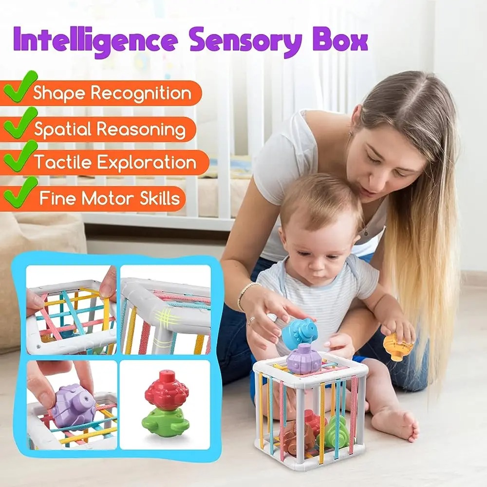 虹色のモンテッソーリ形状選別キューブ 赤ちゃん幼児用ブロック - Baby Products Toys のレビューと価格